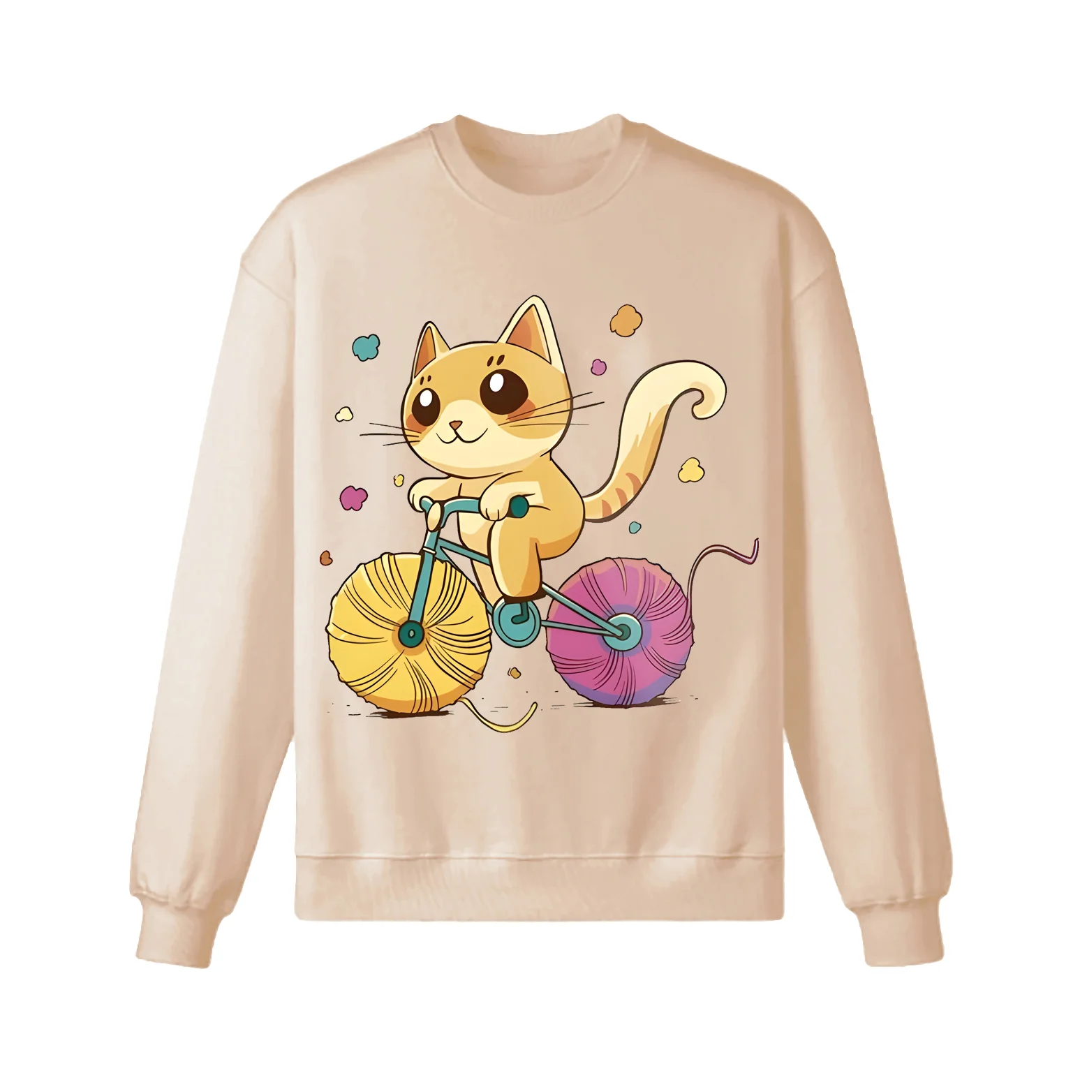 A Cartoon Cat Riding A Bicycle Sweatshirt - Image 5