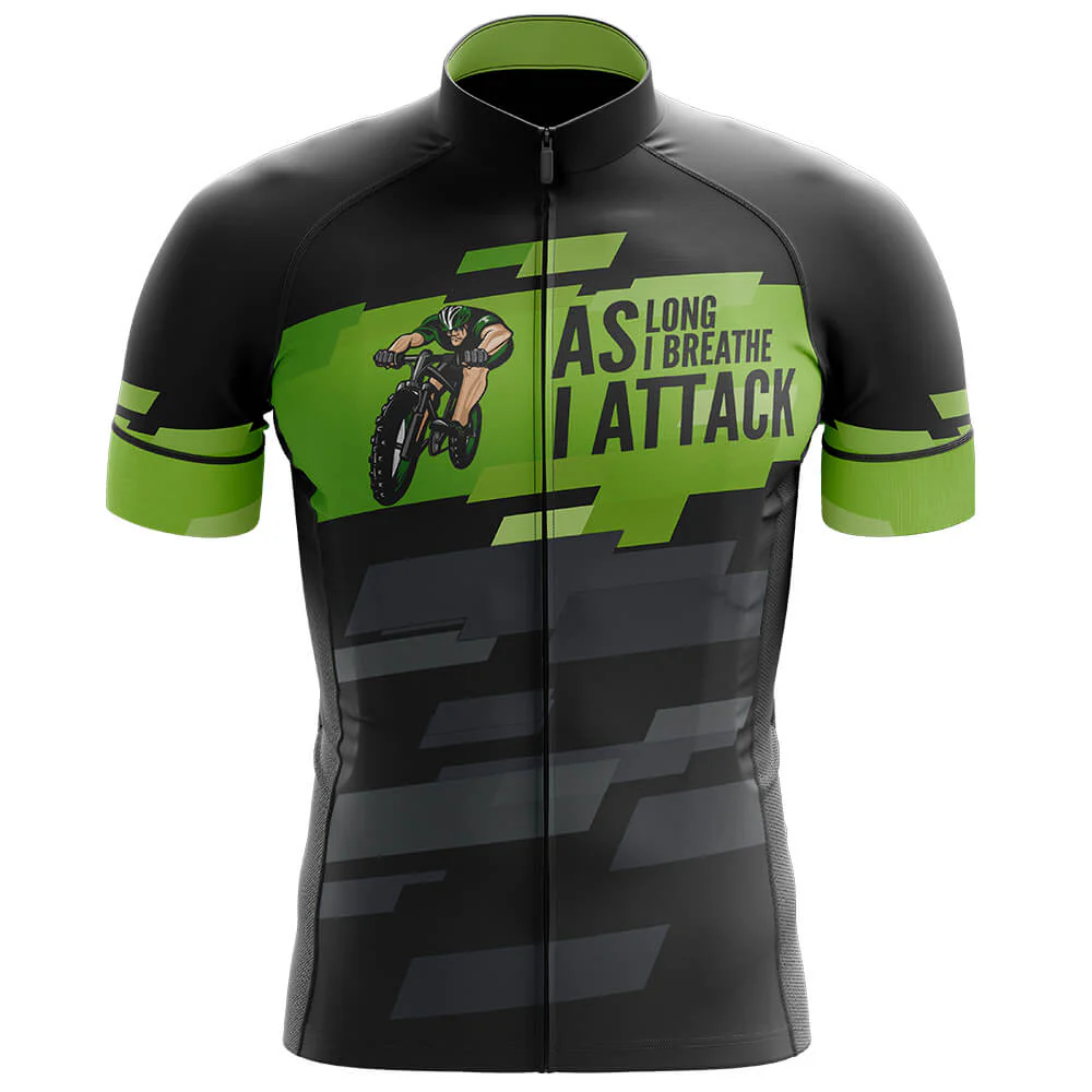 AS LONG I BREATHE I ATTACK Men's Short Sleeve Cycling Kit - Image 3