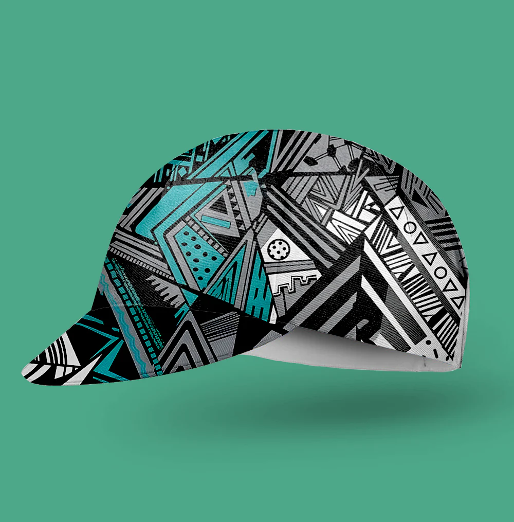Black And White Abstract Cycling Cap - Image 2