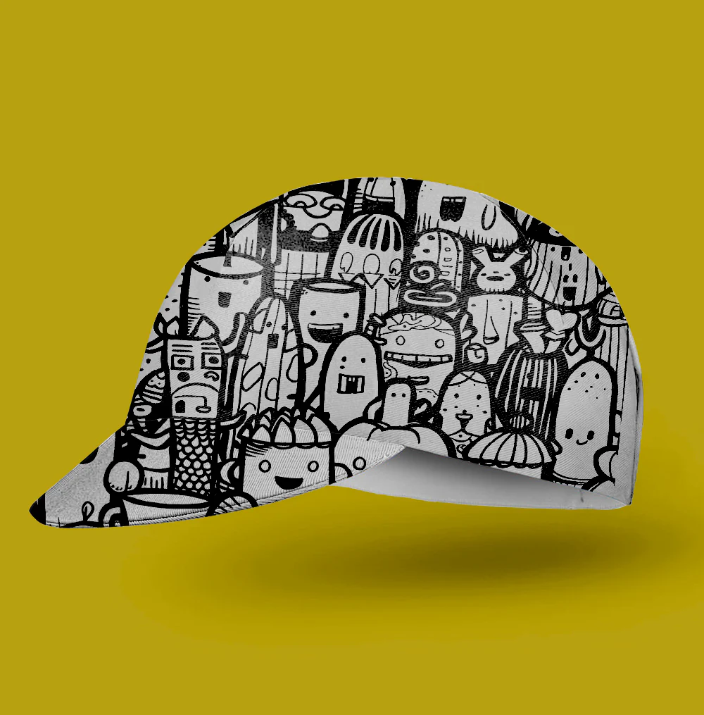 Black And White Monster Doodle Cycling Cap - Image 2
