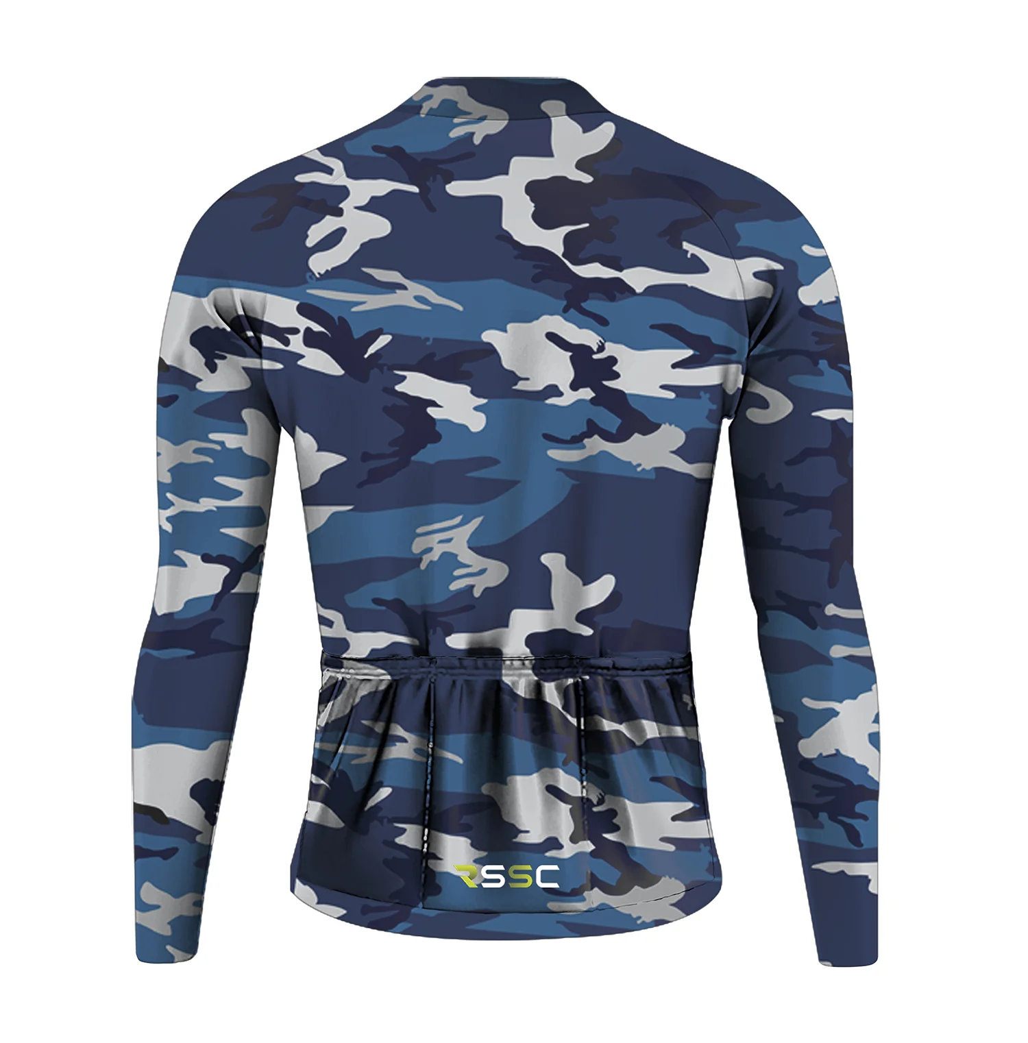 Blue Camouflage Men's Long Sleeve Cycling Kit - Image 4