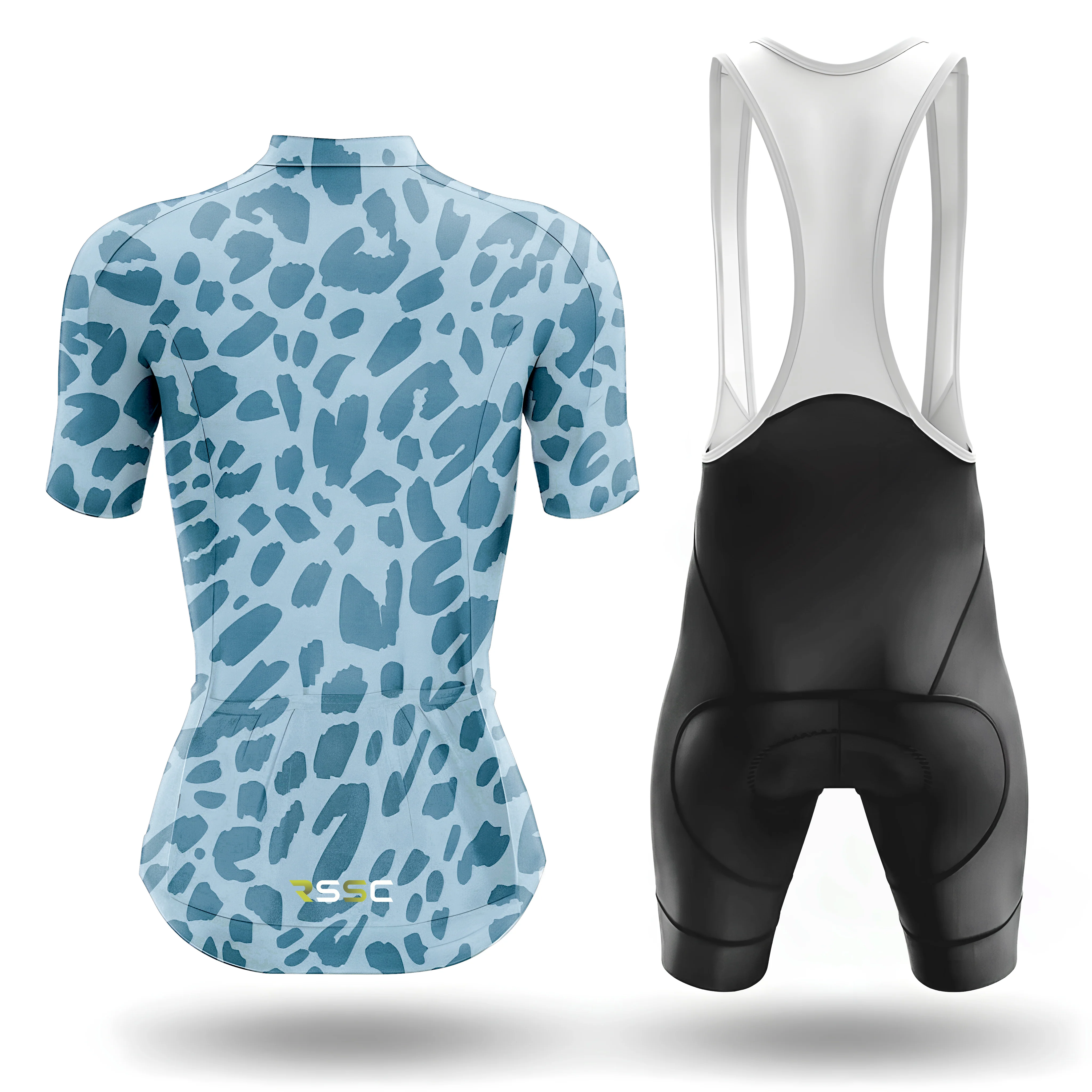 Blue Leopard Print Women's Short Sleeve Cycling Kit - Image 2