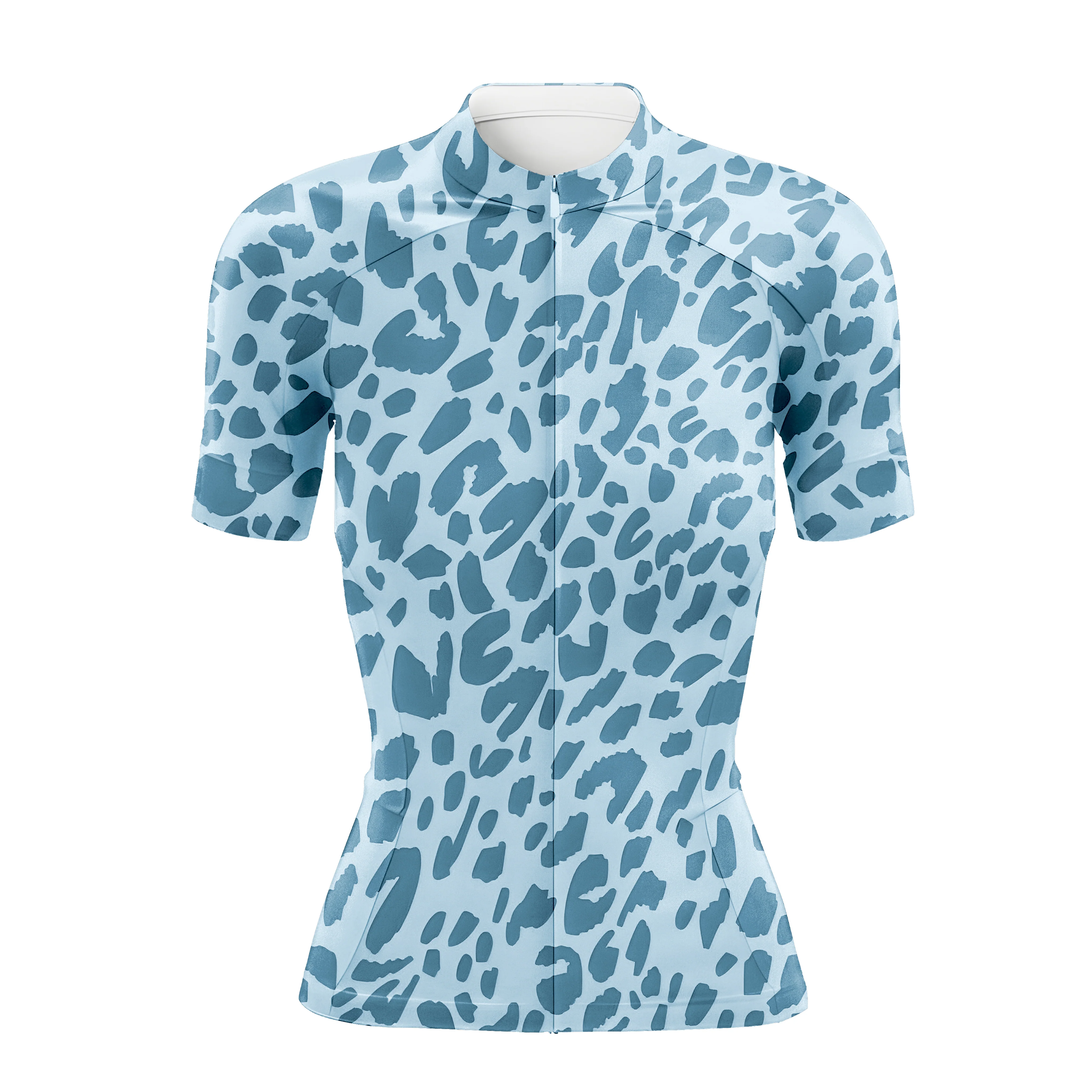 Blue Leopard Print Women's Short Sleeve Cycling Kit - Image 3