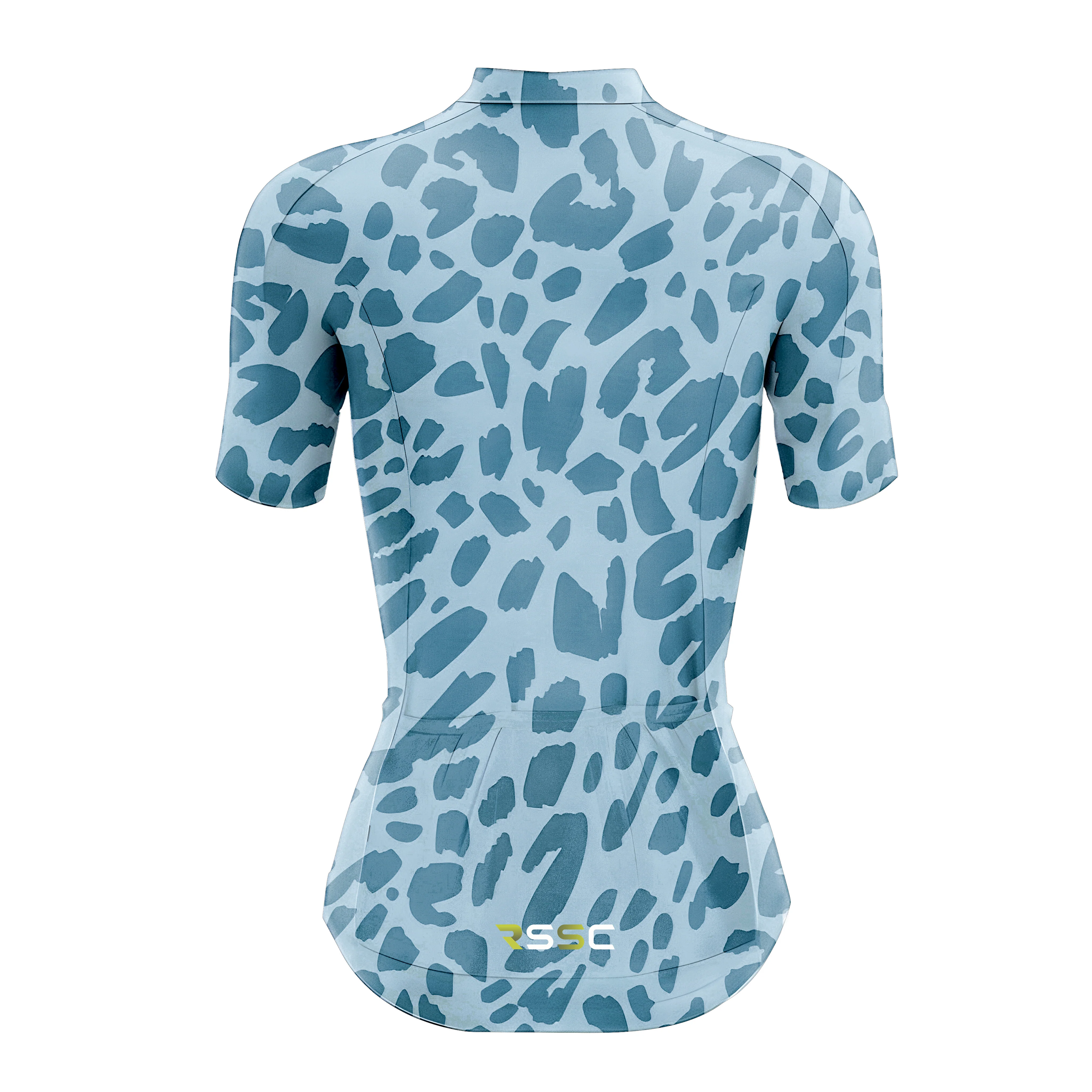 Blue Leopard Print Women's Short Sleeve Cycling Kit - Image 4