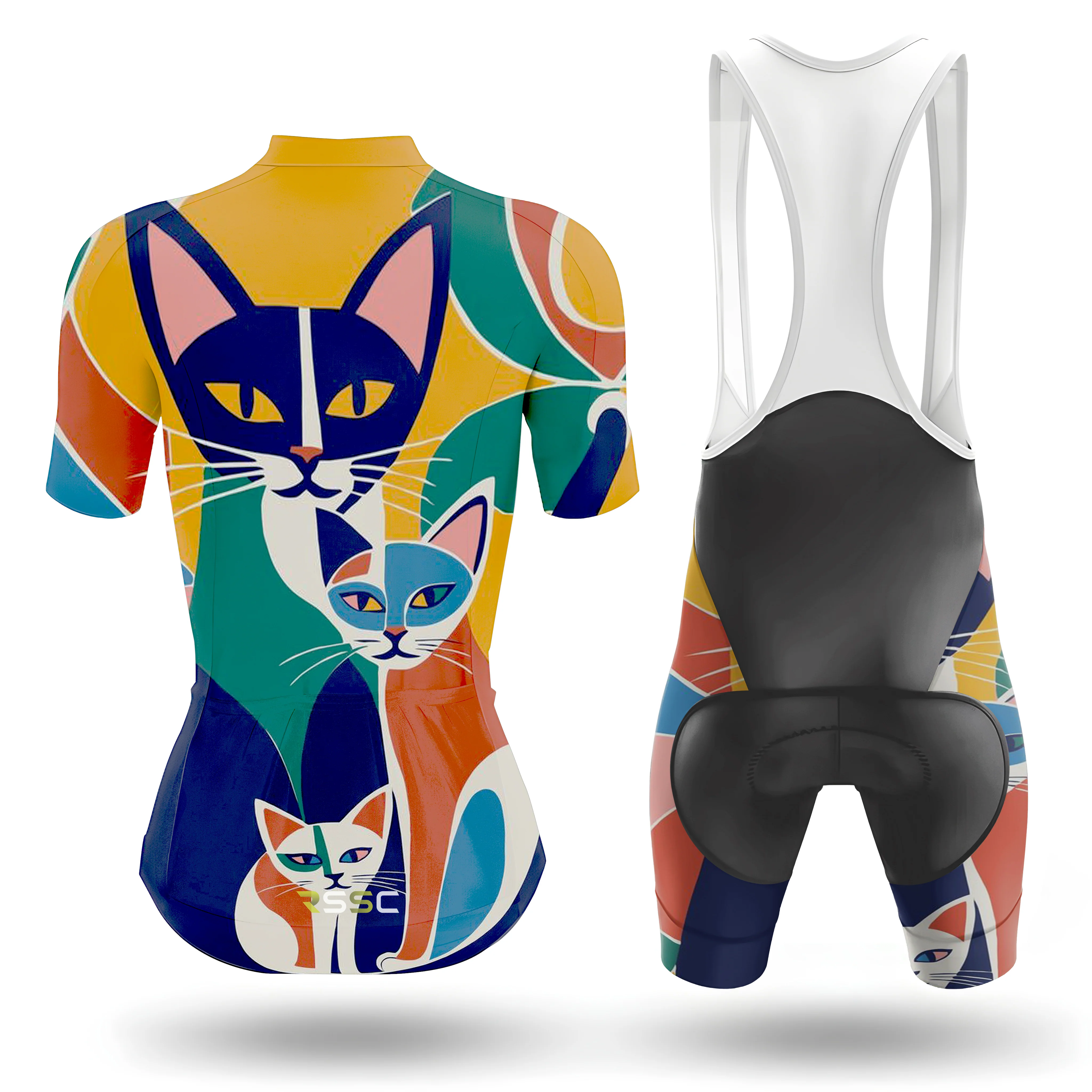 Colorful Cat Family Women's Short Sleeve Cycling Kit - Image 2