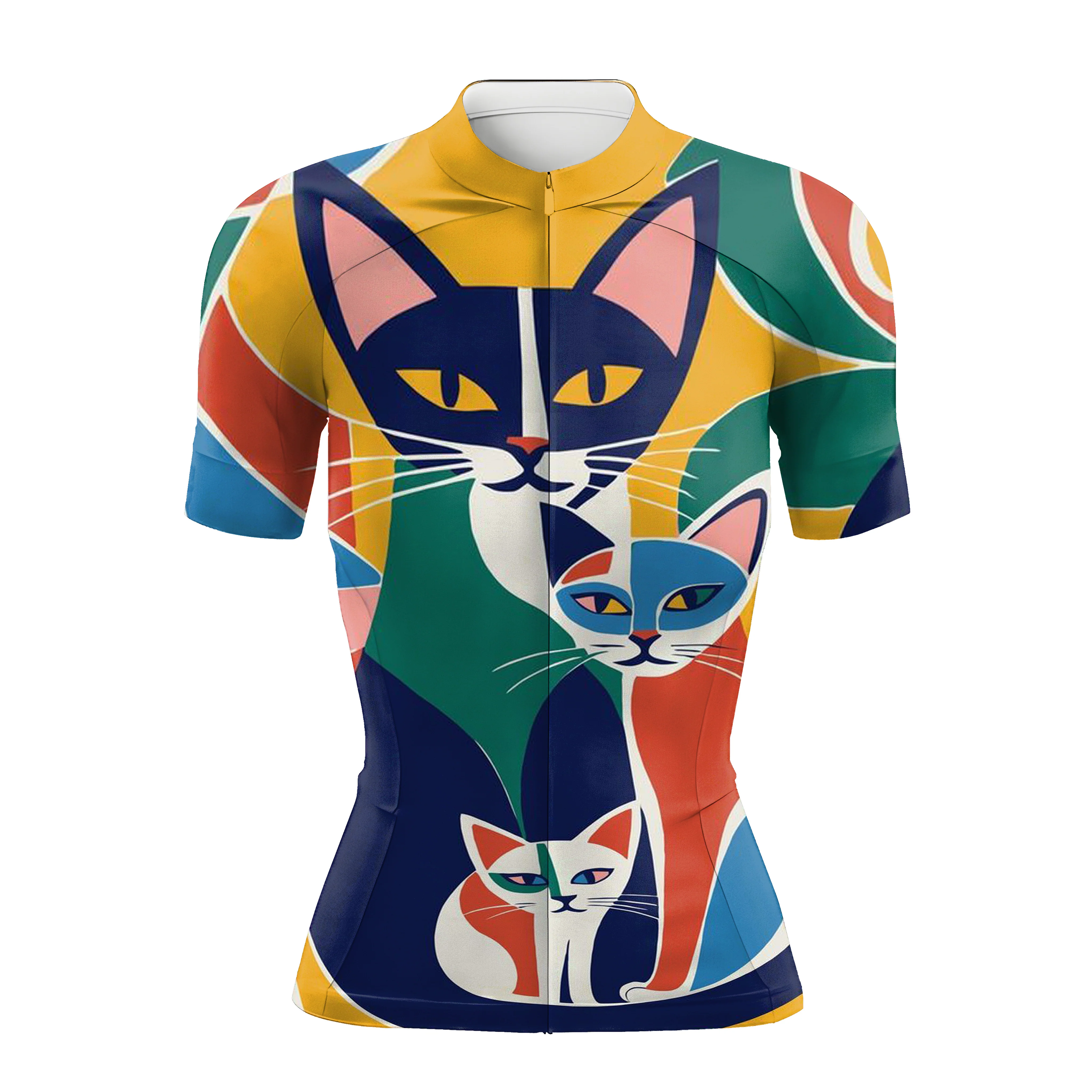 Colorful Cat Family Women's Short Sleeve Cycling Kit - Image 3