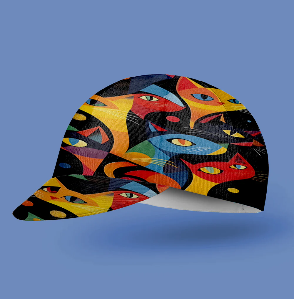 Colorful Geometric Cat Cycling Cap - Image 2