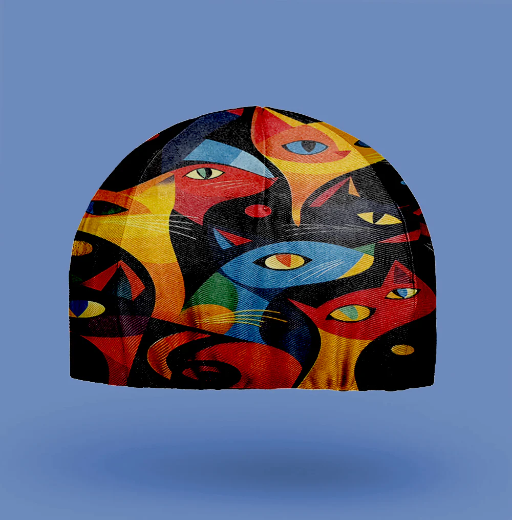 Colorful Geometric Cat Cycling Cap - Image 3