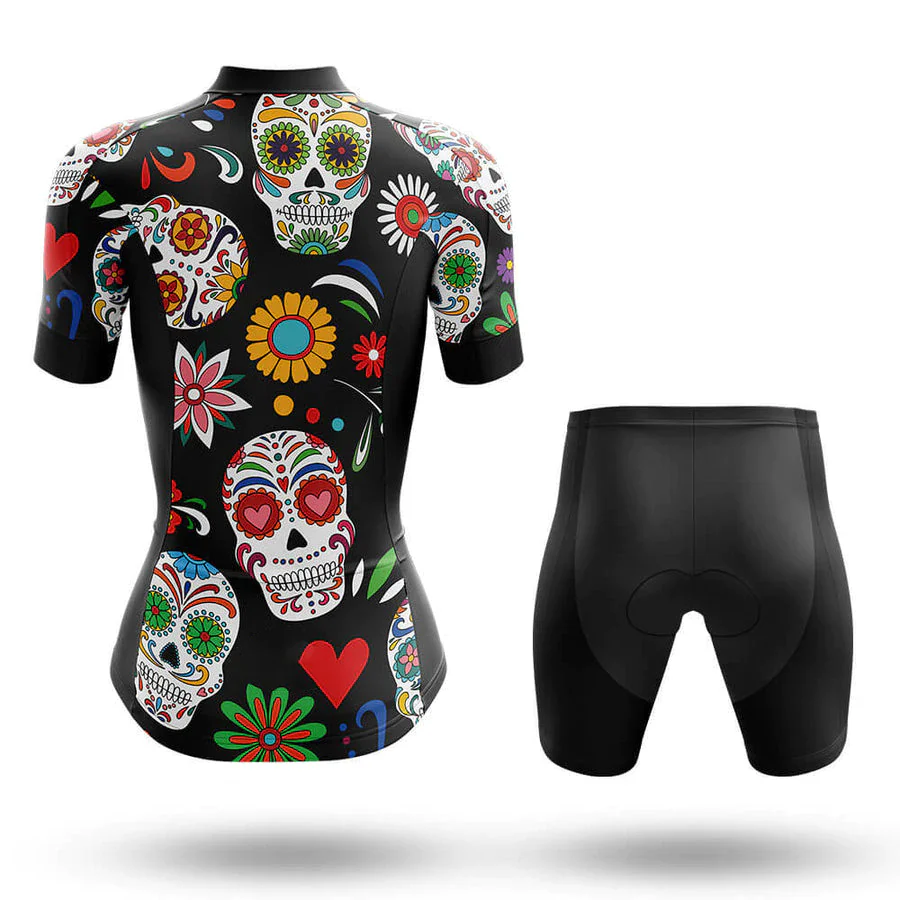 Colorful Sugar Skulls Women's Short Sleeve Cycling Kit - Image 2