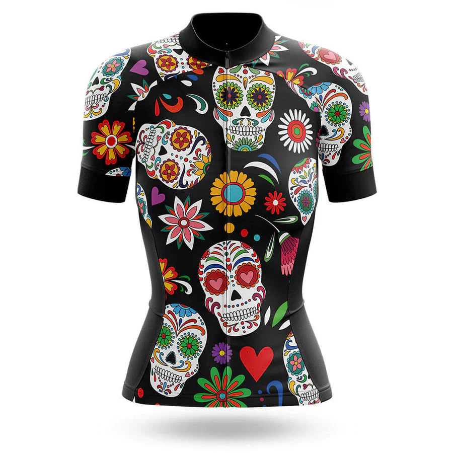 Colorful Sugar Skulls Women's Short Sleeve Cycling Kit - Image 3