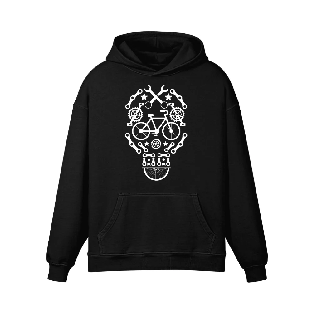 Funny Bicycle Cycling Skull Humor Graphic Hoodie - Image 3