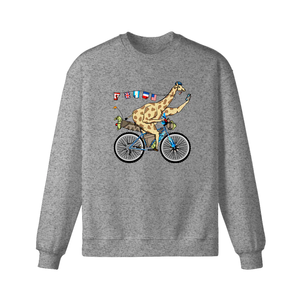 Giraffe riding a bikepacking bike Sweatshirt - Image 3