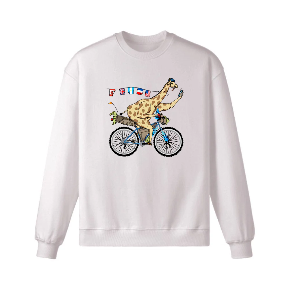 Giraffe riding a bikepacking bike Sweatshirt - Image 4