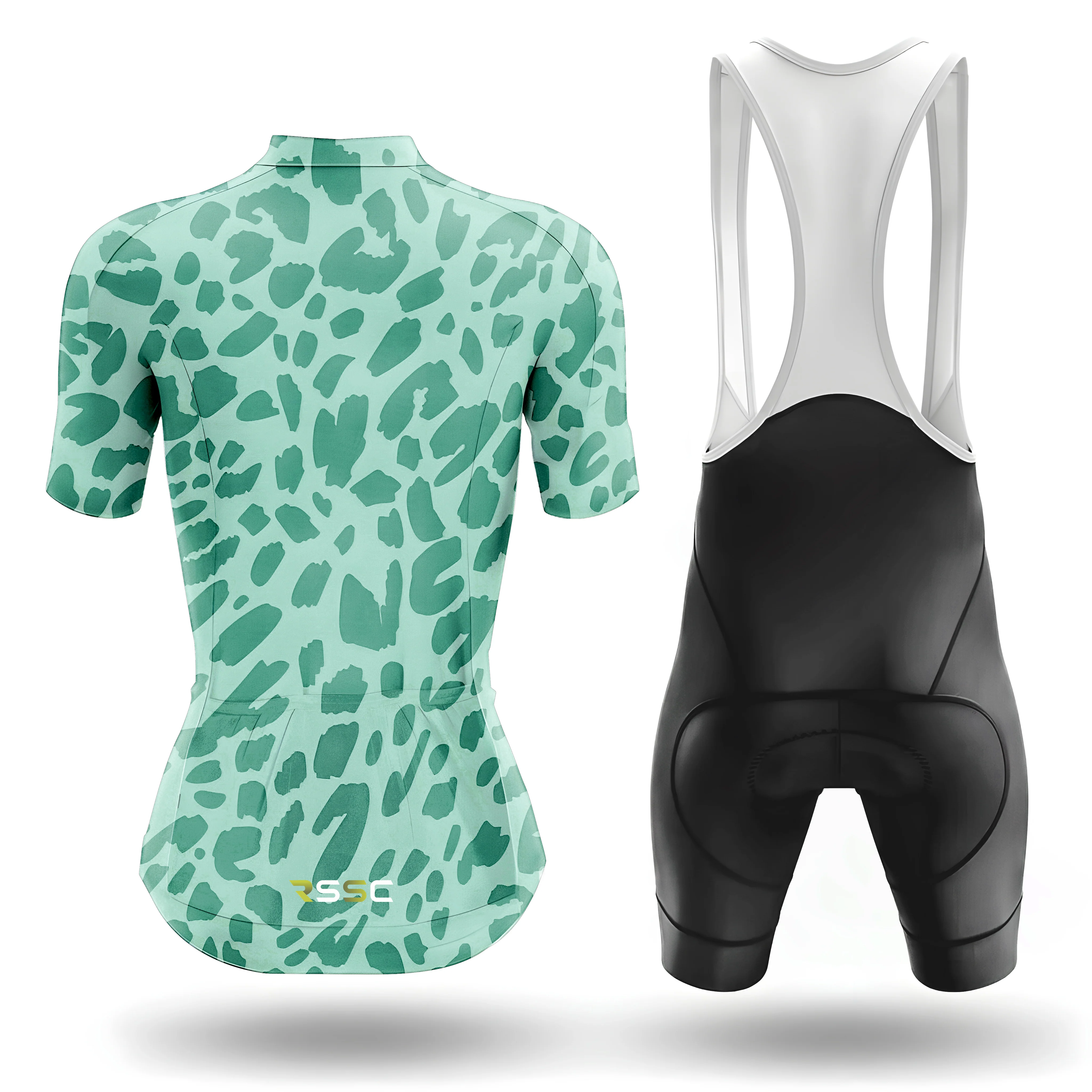 Green Leopard Print Women's Short Sleeve Cycling Kit - Image 2