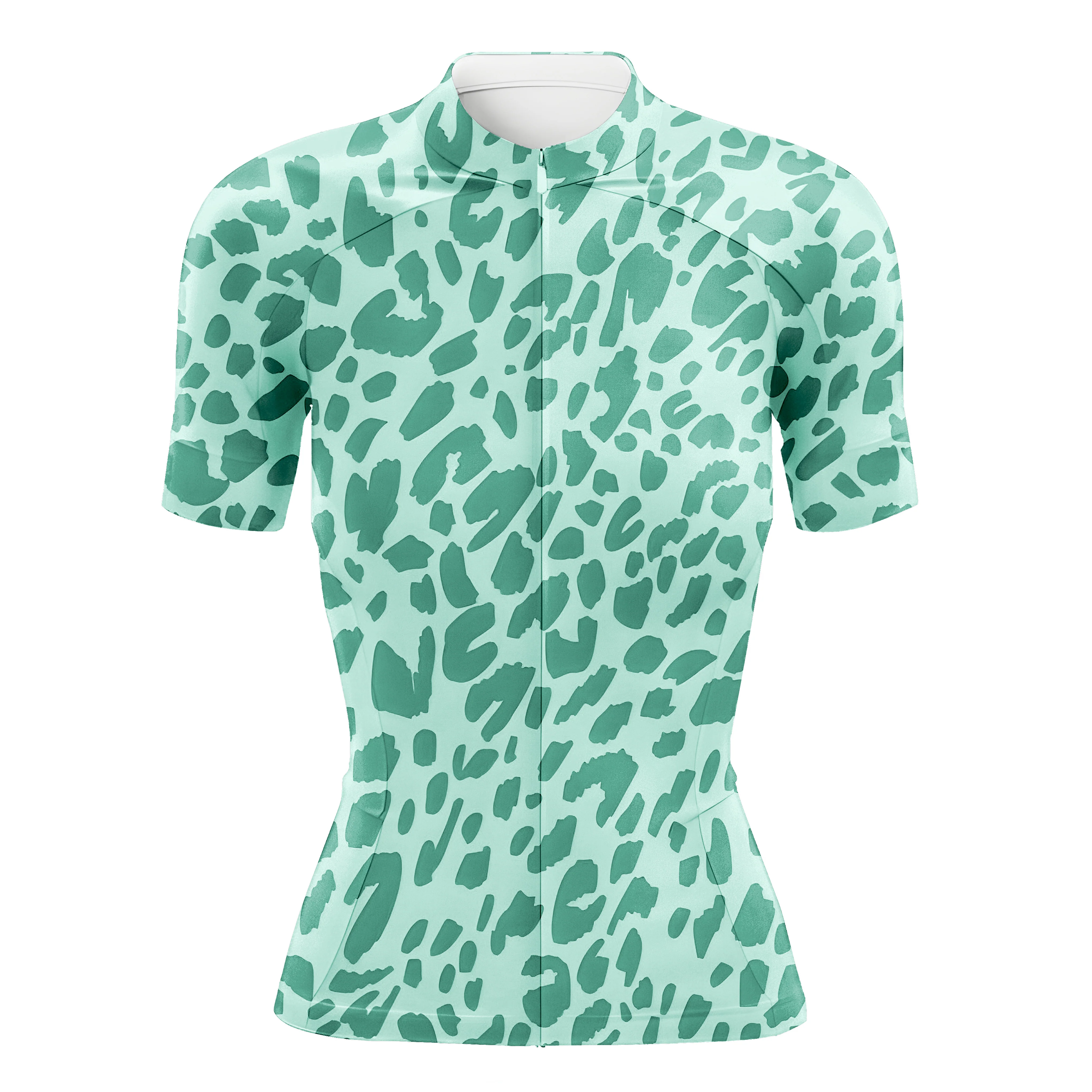 Green Leopard Print Women's Short Sleeve Cycling Kit - Image 3