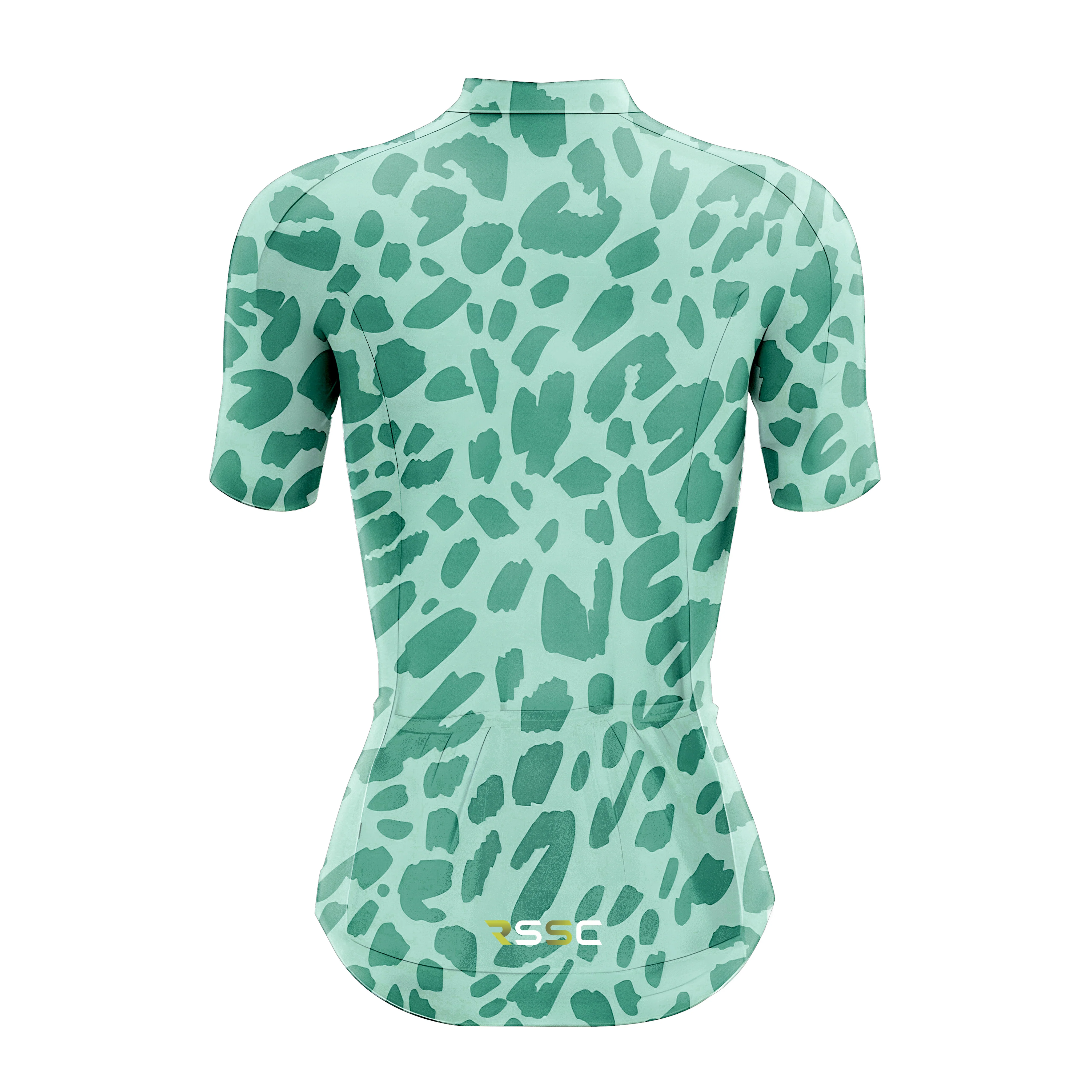Green Leopard Print Women's Short Sleeve Cycling Kit - Image 4