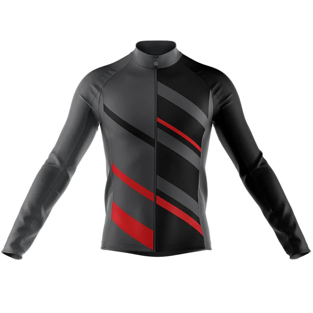 Grey Red Men's Long Sleeve Cycling Kit - Image 3