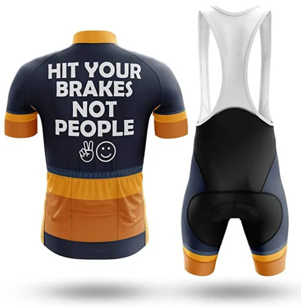 Hit Your Brakes Not People Men's Short Sleeve Cycling Kit - Image 2