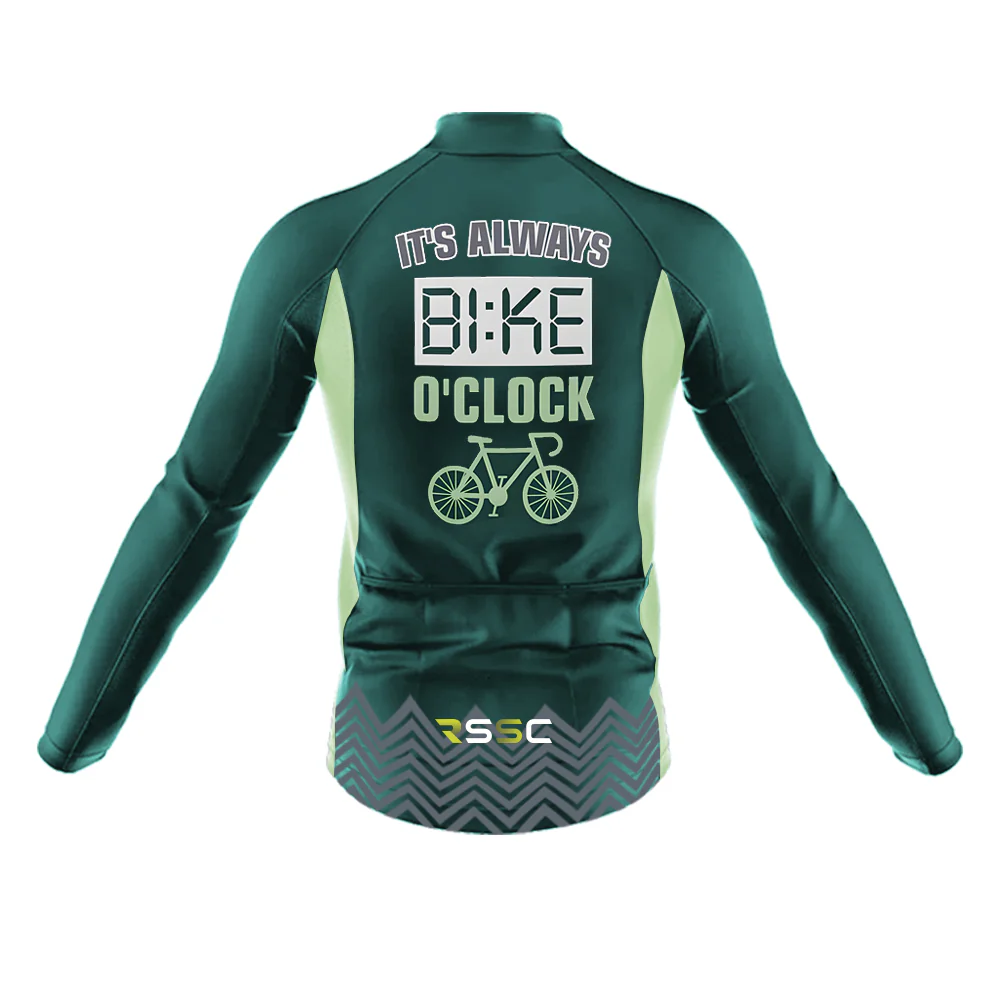 It's Always Bike O'clock Men's Long Sleeve Cycling Jersey - Image 2