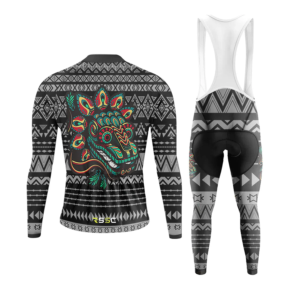 Mexican Quetzalcoatl Men's Long Sleeve Cycling Kit - Image 2