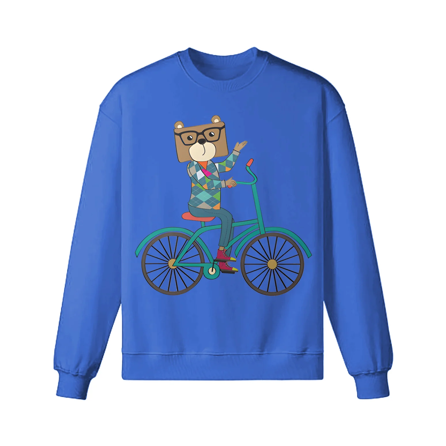 Nerdy Bear Riding A Bicycle Sweatshirt - Image 8