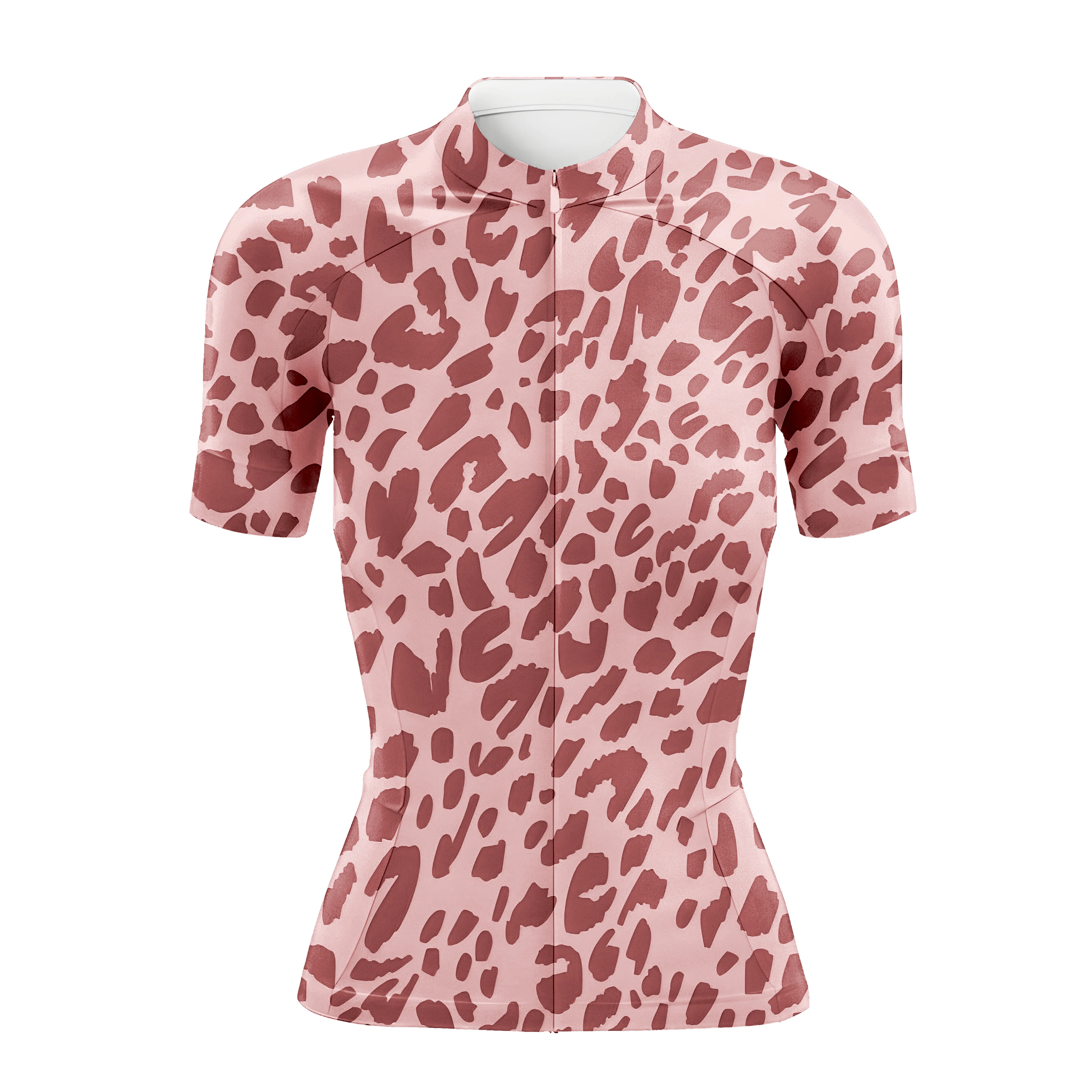 Red Leopard Print Women's Short Sleeve Cycling Kit - Image 3