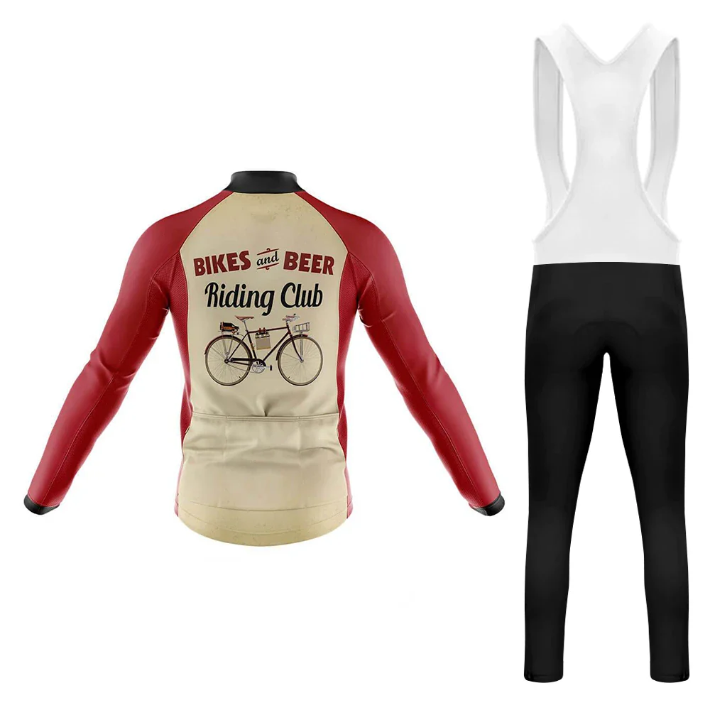 Retro Beer Riding Club Vintage Men's Long Sleeve Cycling Kit - Image 2