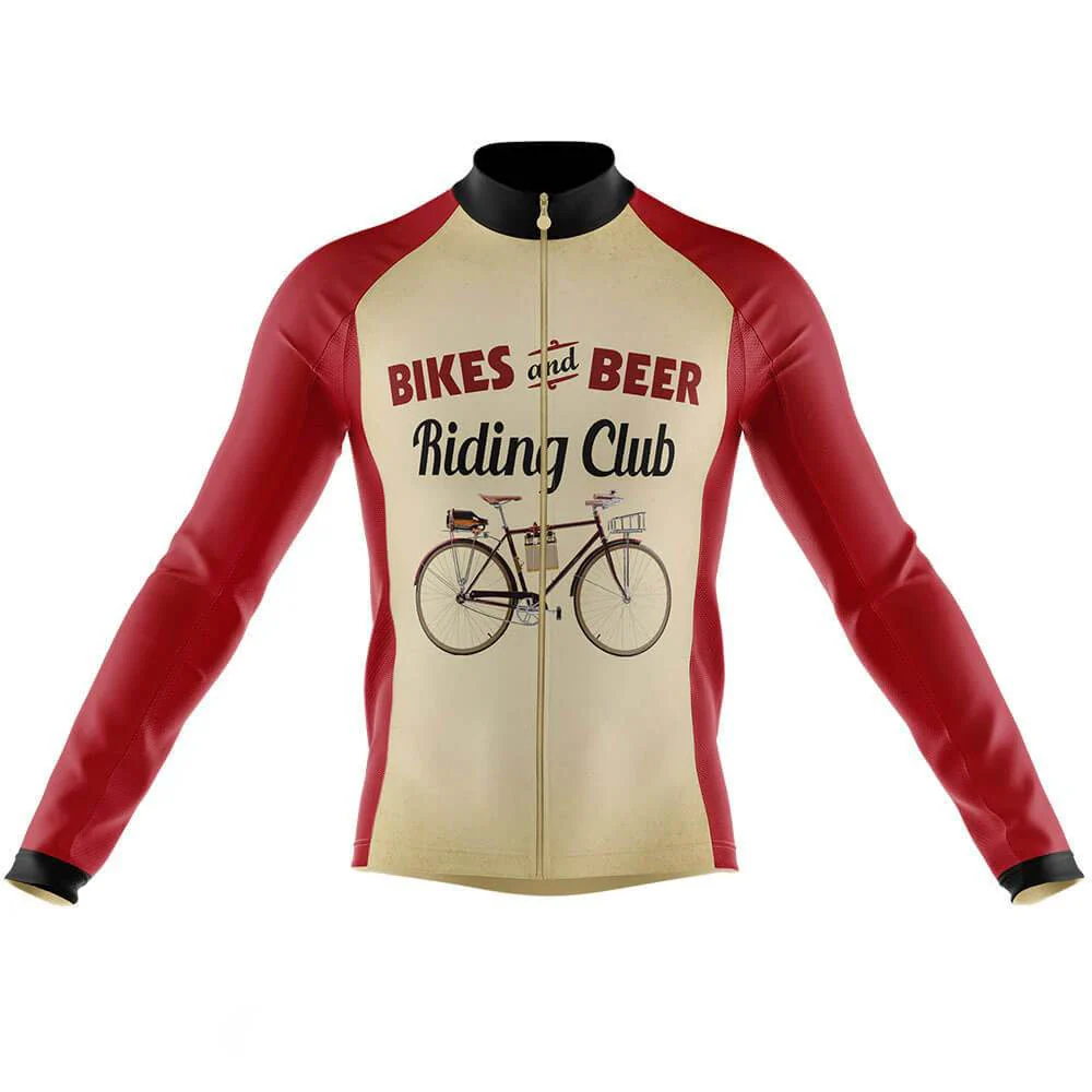 Retro Beer Riding Club Vintage Men's Long Sleeve Cycling Kit - Image 3