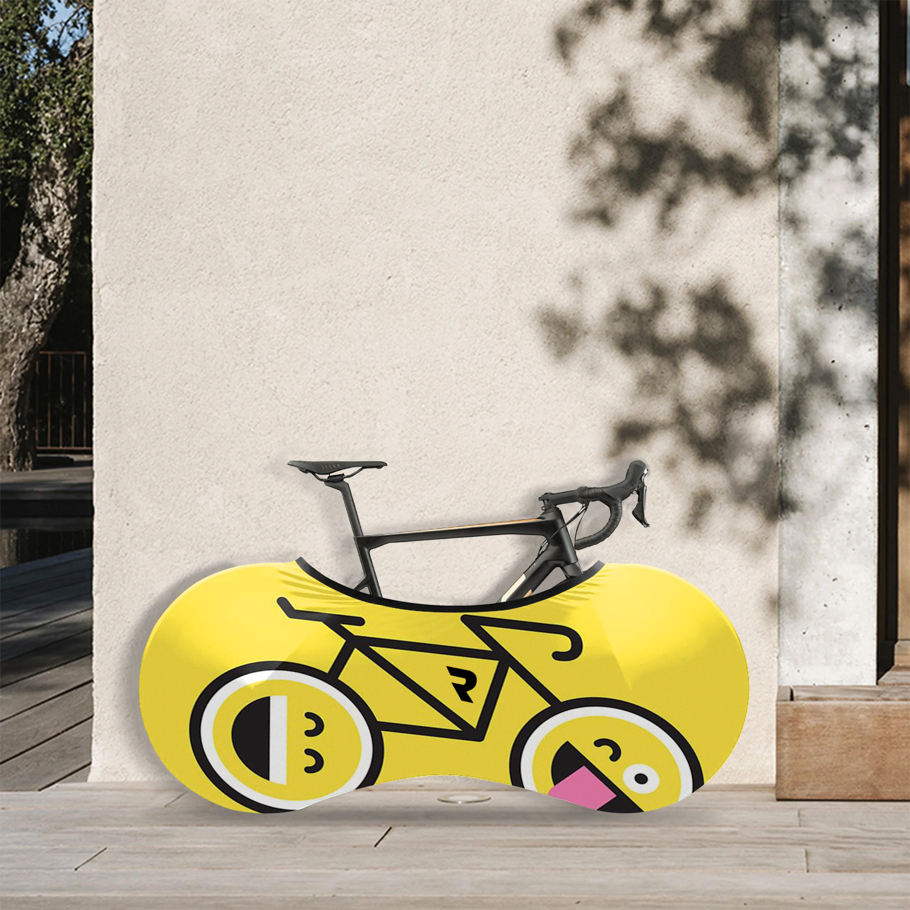 Smiling Emoticon Riding Bicycle Wheels Cover - Image 4