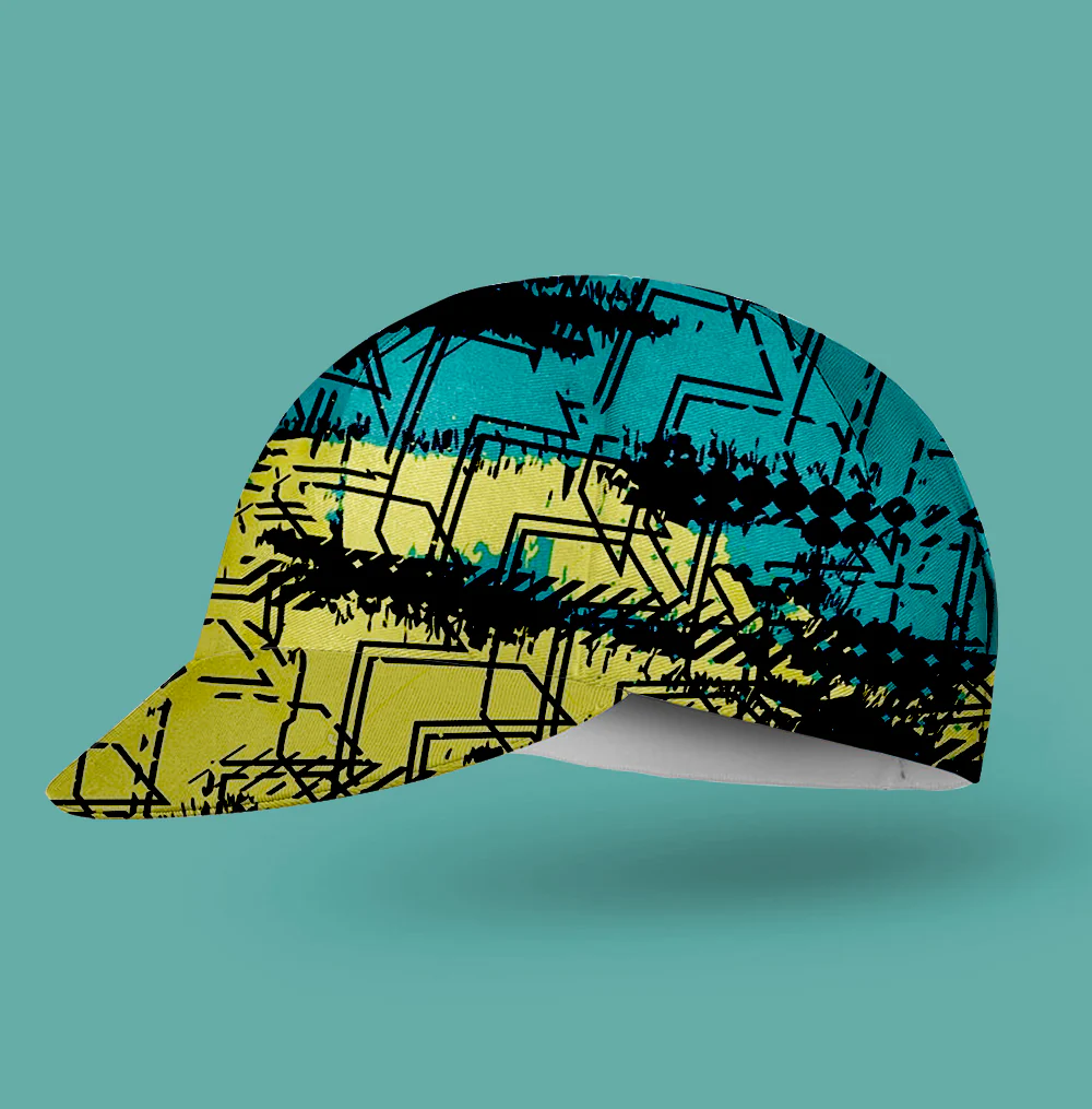 Yellow And Blue Graffiti Cycling Cap - Image 2
