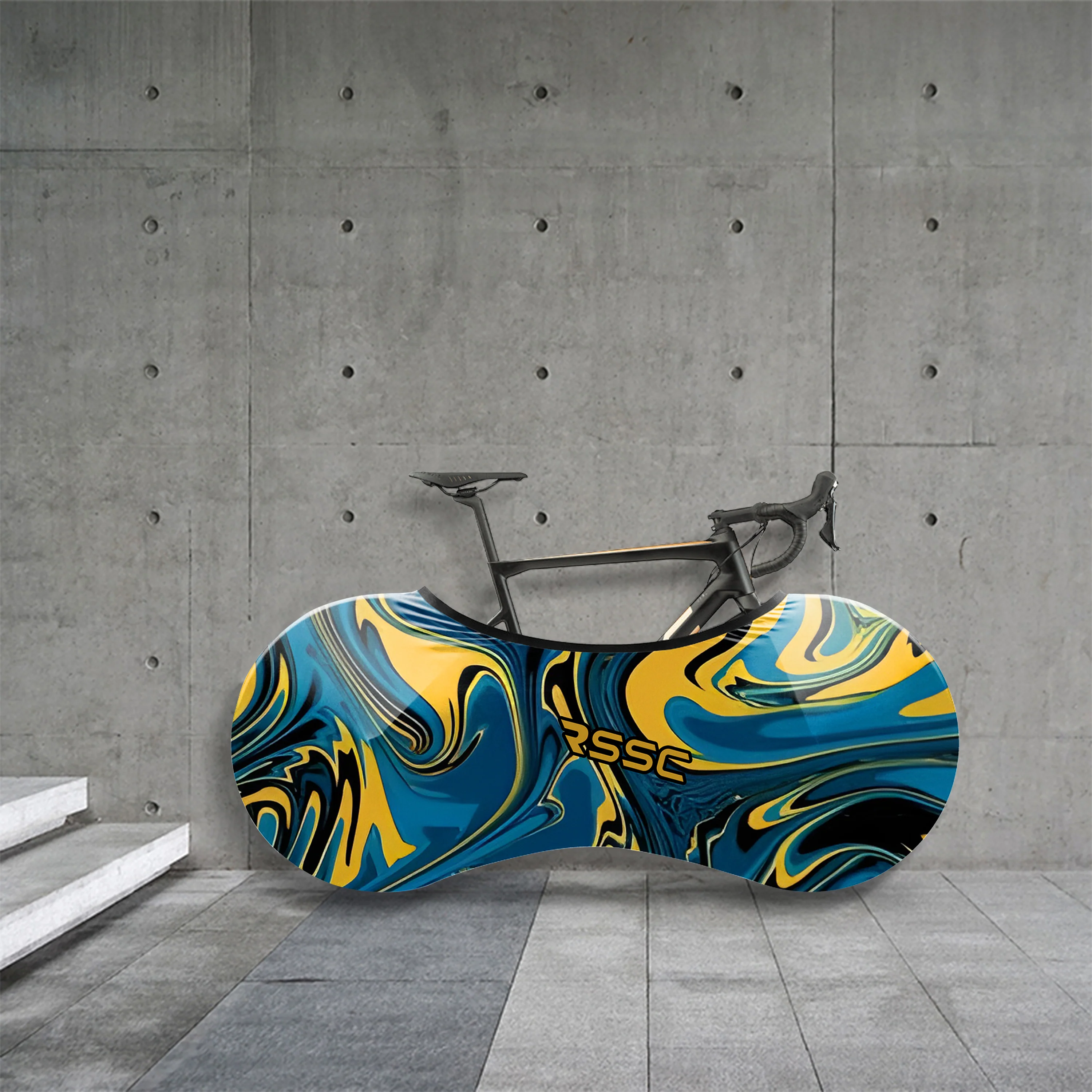 Yellow Blue Color Abstract Bicycle Wheels Cover - Image 3
