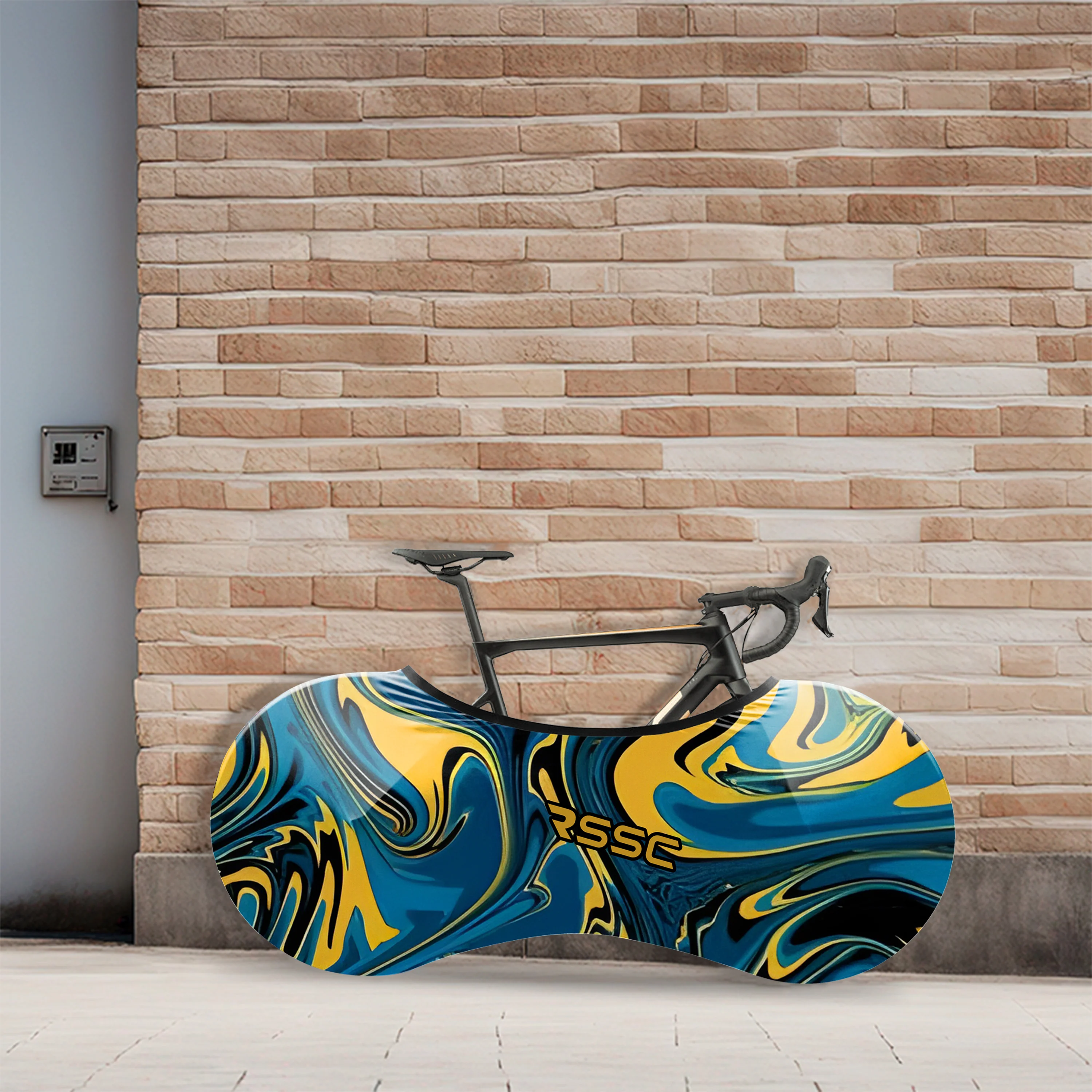 Yellow Blue Color Abstract Bicycle Wheels Cover - Image 4
