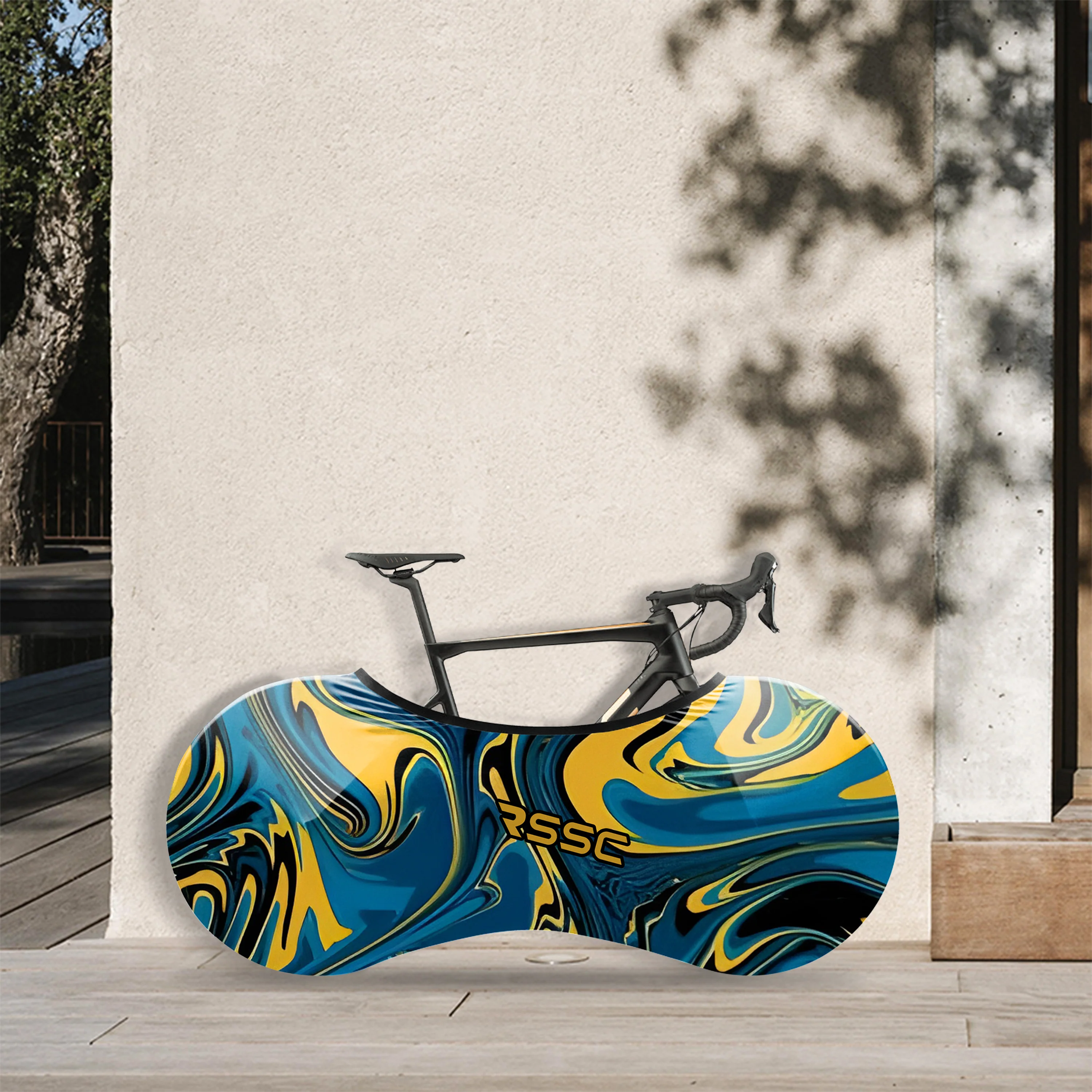 Yellow Blue Color Abstract Bicycle Wheels Cover - Image 5