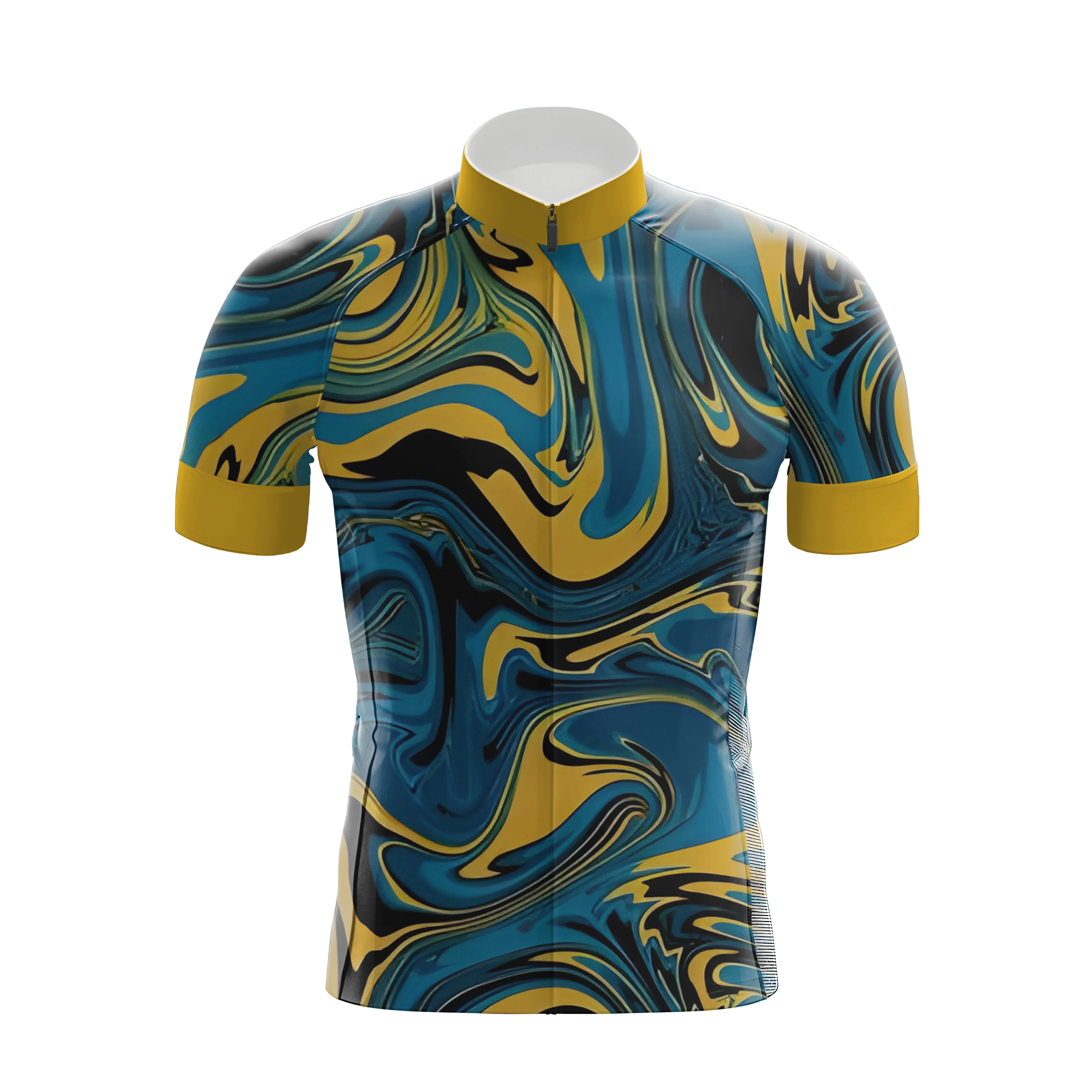 Yellow Blue Color Abstract Men's Cycling Kit - Image 3