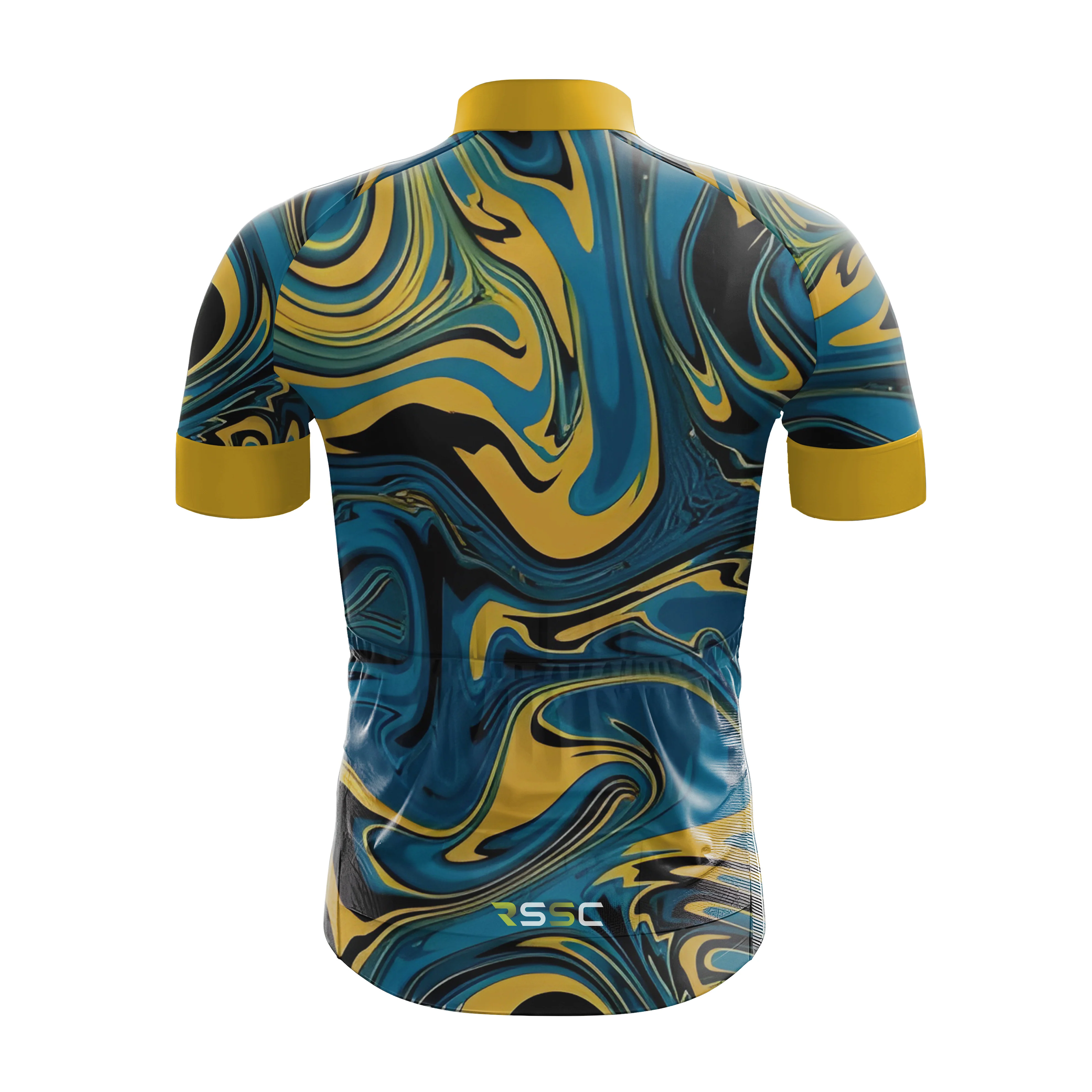 Yellow Blue Color Abstract Men's Cycling Kit - Image 4