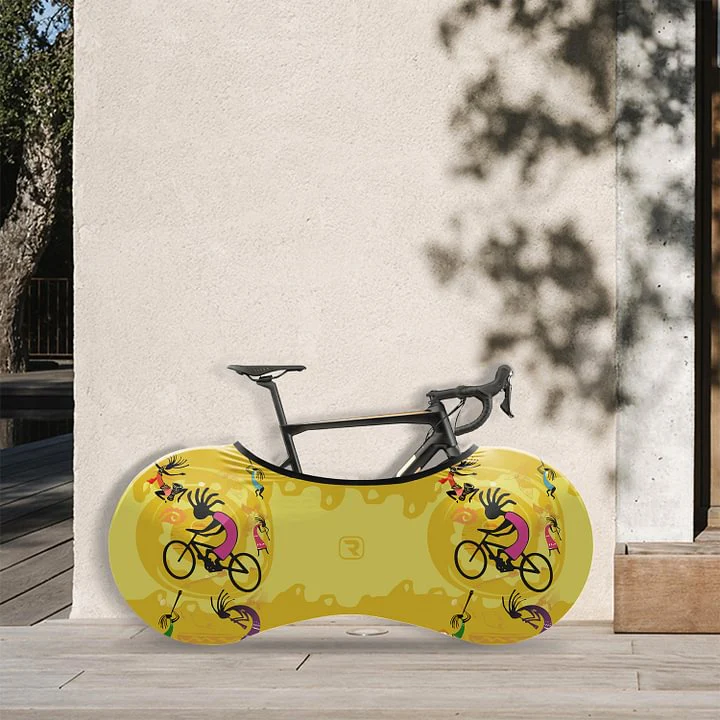 Yellow Kokopelli Bicycle Wheels Cover - Image 3